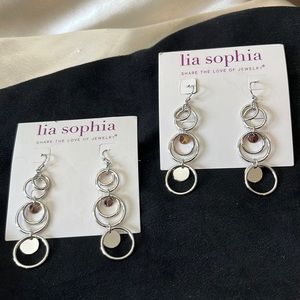 Lia sophia silver dangle pierced earrings